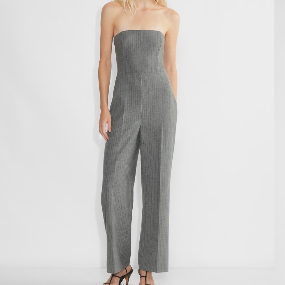 Aritzia Gray Striped Jumpsuit
